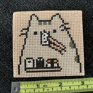 Pusheen handmade cross-stitch